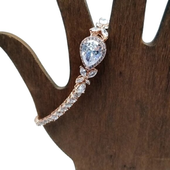 Fashion Tennis Bracelet Mixed Cut CZ Crystal Statement Piece Rose Gold NWOT - Picture 8 of 16